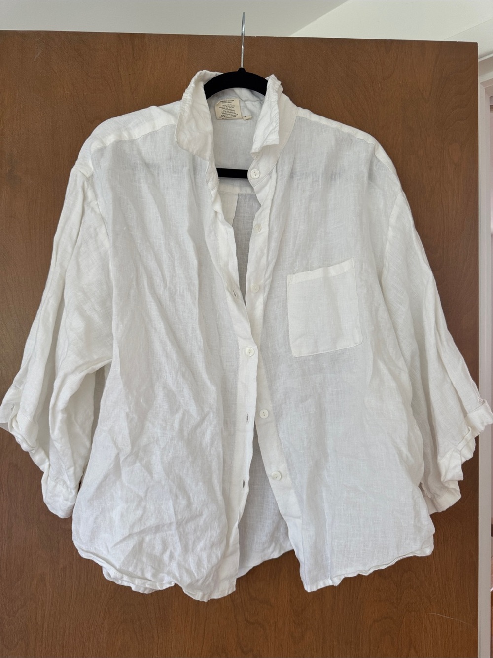 DEIJI STUDIO Relaxed White Linen Button-Up Shirt
